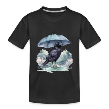 Vogel Vögel Regenschirm Wetter Küste Meer - Kinder Premium Bio T-Shirt - Schwarz - Vorne