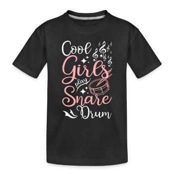 Des filles cool jouent de la caisse claire - T-shirt bio Premium Enfant - noir - Devant