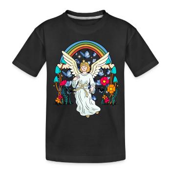 Arc en ciel Ange gardien Ange Papillons Fleur - T-shirt bio Premium Enfant - noir - Devant