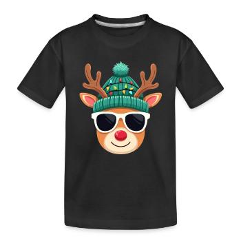 Weihnachts Rentier mit roter Nase - Kinder Premium Bio T-Shirt - Schwarz - Vorne
