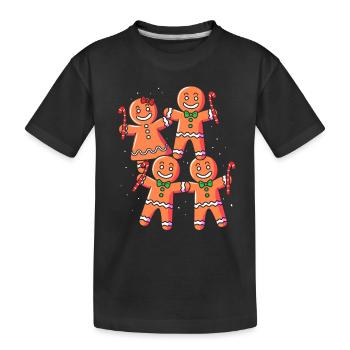 bonhomme en pain d’épice Coeur en pain d’épice Snacking en pain d’épice - T-shirt bio Premium Enfant - noir - Devant