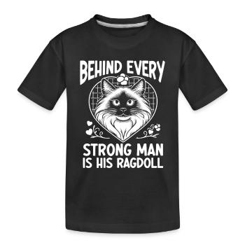 Derrière chaque homme fort se trouve son chat Ragdoll Lover R - T-shirt bio Premium Enfant - noir - Devant