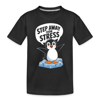 Pinguin Schritte Weg Vom Stress - Kinder Premium Bio T-Shirt - Schwarz - Vorne