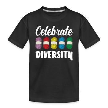 Knitting Celebrating Diversity - Kids' Premium Organic T-Shirt - black - Front