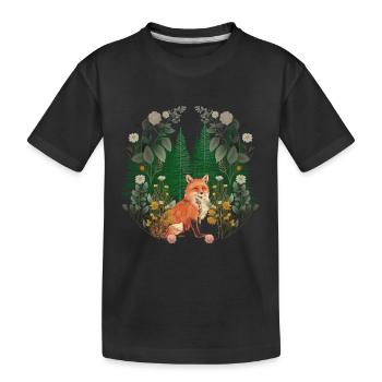 Fuchs Füchse Wald Waldtiere Waldbewohner - Kinder Premium Bio T-Shirt - Schwarz - Vorne