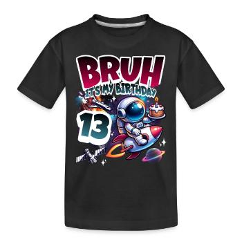 13e anniversaire de l’astronaute Espace - T-shirt bio Premium Enfant - noir - Devant