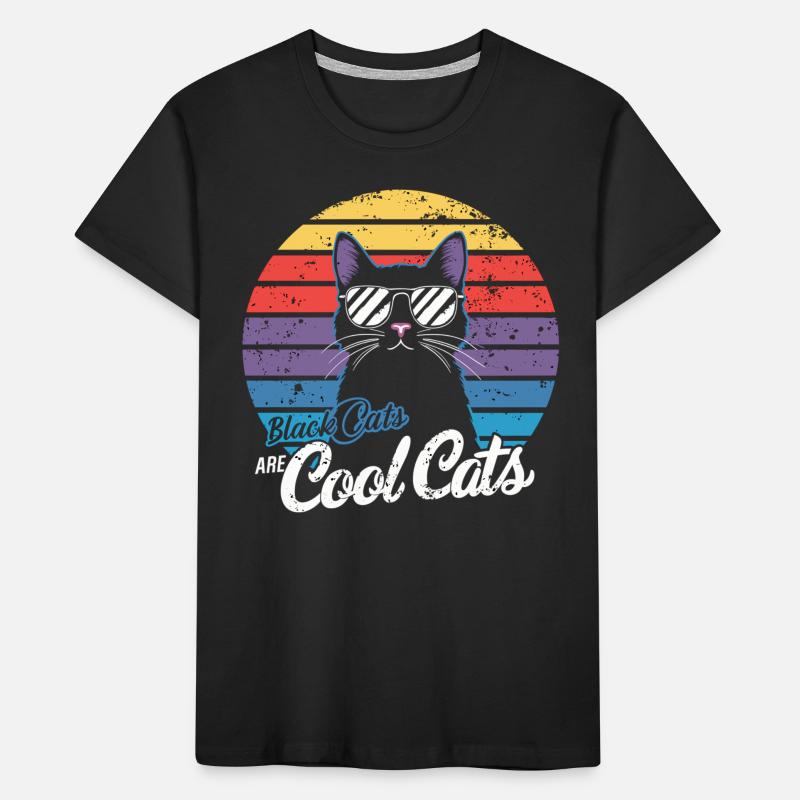 Cool Cats: Retro-Design mit schwarzer Katze Kinder Premium Bio T-Shirt