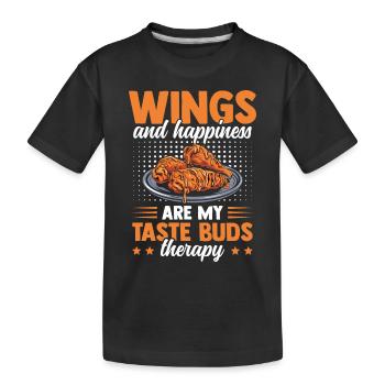 Chicken Wings Taste Buds Therapy Saucy Hühnchen - Kids' Premium Organic T-Shirt - black - Front