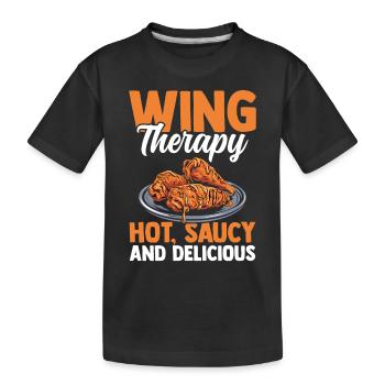 Hot Wings Chicken Spicy Hühnerflügel Junk Food - Kids' Premium Organic T-Shirt - black - Front