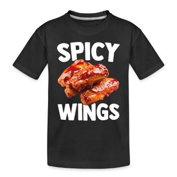 Spicy Hot Chicken Wings Hühnerflügel Lustig - Kinder Premium Bio T-Shirt - Schwarz - Vorne