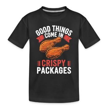 Ailes de poulet Les bonnes choses viennent dans des emballages croustillants - T-shirt bio Premium Enfant - noir - Devant