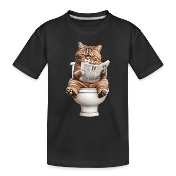 Lustiges Katzen Katzenbesitzer Klo Katze Haustier - Kinder Premium Bio T-Shirt - Schwarz - Vorne