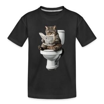 Lustiges Katzen Katzenbesitzer Klo Katze Haustier - Kinder Premium Bio T-Shirt - Schwarz - Vorne