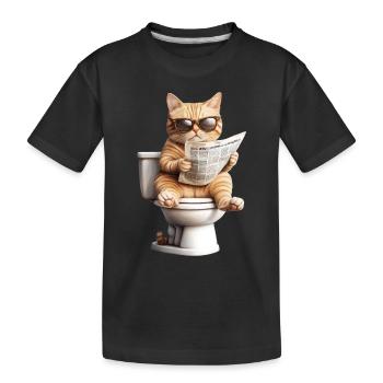 Lustiges Katzen Katzenbesitzer Klo Katze Haustier - Kinder Premium Bio T-Shirt - Schwarz - Vorne