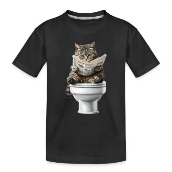 Lustiges Katzen Katzenbesitzer Klo Katze Haustier - Kinder Premium Bio T-Shirt - Schwarz - Vorne