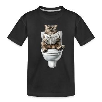 Lustiges Katzen Katzenbesitzer Klo Katze Haustier - Kinder Premium Bio T-Shirt - Schwarz - Vorne