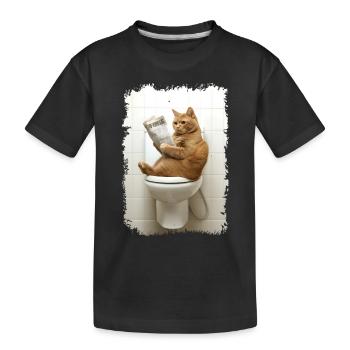 Lustiges Katzen Katzenbesitzer Klo Katze Haustier - Kinder Premium Bio T-Shirt - Schwarz - Vorne