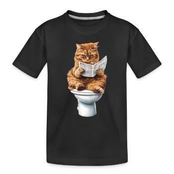 Lustiges Katzen Katzenbesitzer Klo Katze Haustier - Kinder Premium Bio T-Shirt - Schwarz - Vorne