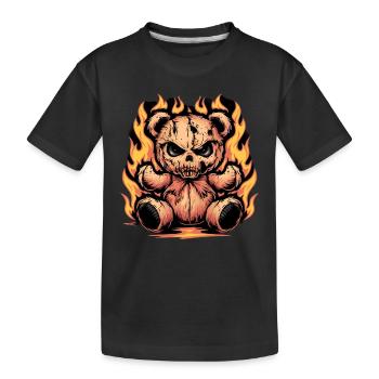 Fierce Flaming Teddy Bear Cool Statement - Kinder Premium Bio T-Shirt - Schwarz - Vorne