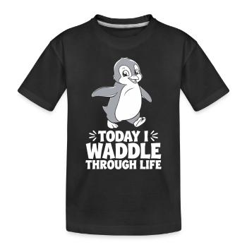 Aujourd’hui, je me dandine dans la vie Pingouin - T-shirt bio Premium Enfant - noir - Devant