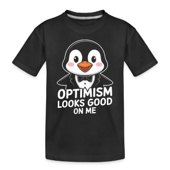 L’optimisme me va bien Breloque pingouin - T-shirt bio Premium Enfant - noir - Devant