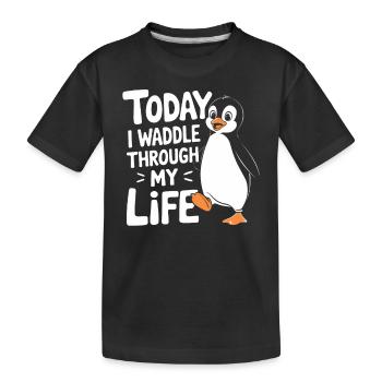 Aujourd’hui, je me dandine dans ma vie Penguin - T-shirt bio Premium Enfant - noir - Devant