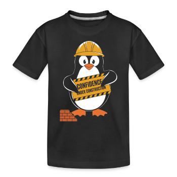 Self-confidence in construction penguin construction helmet - Kids' Premium Organic T-Shirt - black - Front