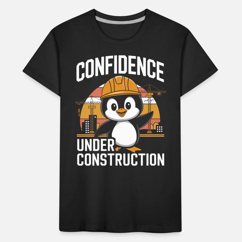 Confidence Under Construction Pinguin Baustelle Kinder Premium Bio T-Shirt