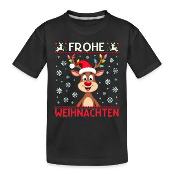 Lustige Rentier Weihnachten – Frohe Festtage - Kinder Premium Bio T-Shirt - Schwarz - Vorne