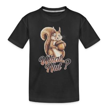 Nettes Eichhörnchen hält Eichel What Nut - Kinder Premium Bio T-Shirt - Schwarz - Vorne