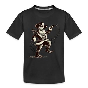 Cowboy Santa Claus Funny Lasso Christmas - Kids' Premium Organic T-Shirt - black - Front