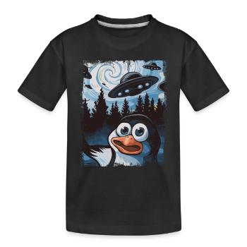 Cooler Lustiger Pinguin - Kinder Premium Bio T-Shirt - Schwarz - Vorne