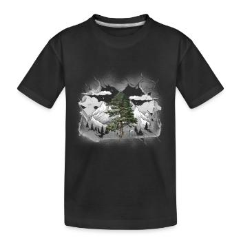 Nature Mountains Mountains Mountain Mountaineers Hike - Kids' Premium Organic T-Shirt - black - Front