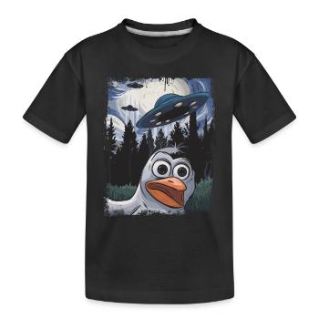 Cooler Lustiger Pinguin - Kinder Premium Bio T-Shirt - Schwarz - Vorne