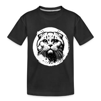 Chat mignon pli écossais Portrait noir et blanc - T-shirt bio Premium Enfant - noir - Devant