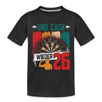 Dartspieler UND ZACK WIEDER 26 Lustiges Darts - Kinder Premium Bio T-Shirt - Schwarz - Vorne