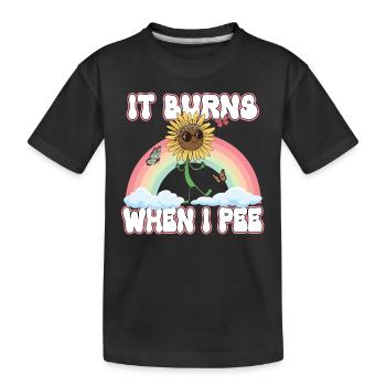 Es Brennt Wenn Ich Pinkel Lustige Sonnenblume Mit - Kinder Premium Bio T-Shirt - Schwarz - Vorne
