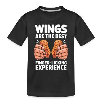 Lustiger Chicken Wings Spurch Knusprige Flügel - Kinder Premium Bio T-Shirt - Schwarz - Vorne