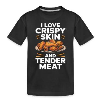 Chicken Wings Liebhaber Crispy Skin Tender Meat - Kinder Premium Bio T-Shirt - Schwarz - Vorne
