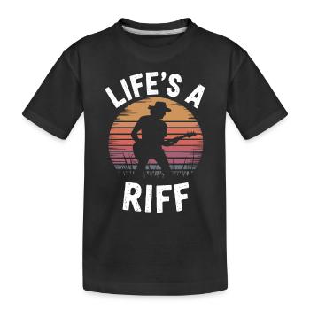 Gitarrenspieler: Das Leben Ist Ein Riff - Kinder Premium Bio T-Shirt - Schwarz - Vorne