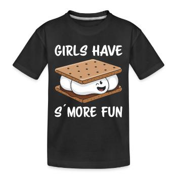 S´More Spruch Marshmallow Camping S´More Geschenk - Kinder Premium Bio T-Shirt - Schwarz - Vorne