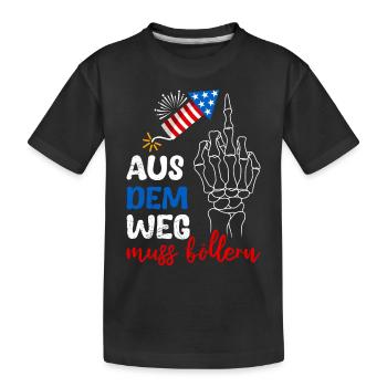 Feuerwerk AUS DEM WEG MUSS BÖLLERN Lustiges - Kinder Premium Bio T-Shirt - Schwarz - Vorne