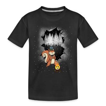 Waldbewohner Eichhörnchen Lagerfeuer Märchen - Kinder Premium Bio T-Shirt - Schwarz - Vorne