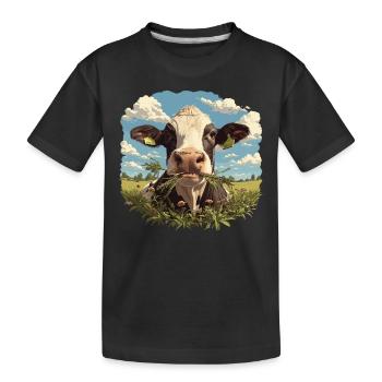 Kühe Kuh - Kinder Premium Bio T-Shirt - Schwarz - Vorne