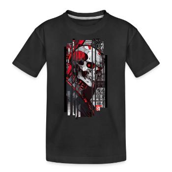 Cyborg skull kanji - Kids' Premium Organic T-Shirt - black - Front