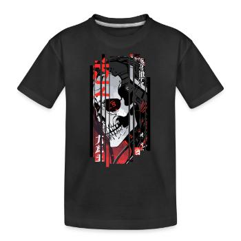 Cyborg black kanji skull - Kids' Premium Organic T-Shirt - black - Front