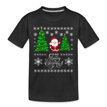 Merry Christmas Weihnachtsmann Ugly Christmas - Kinder Premium Bio T-Shirt - Schwarz - Vorne