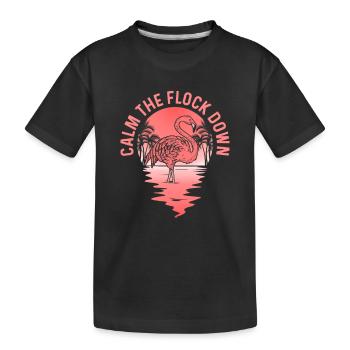 Calm The Flock Down Flamingo Pink Bird - Kinder Premium Bio T-Shirt - Schwarz - Vorne