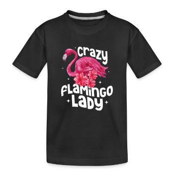Crazy Flamingo Lady Pink Bird Cute - Kids' Premium Organic T-Shirt - black - Front