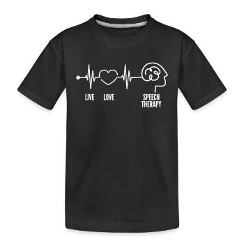 Lebe Liebe Sprachtherapeutin Herzschlag - Kinder Premium Bio T-Shirt - Schwarz - Vorne